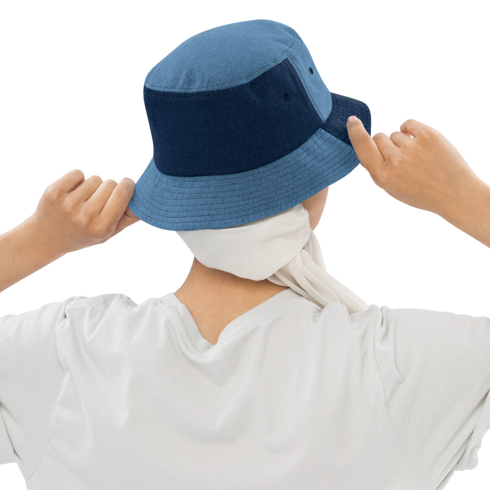 "Think Green" Denim Bucket Hat | Print Bucket Hat | Earth Rebirth