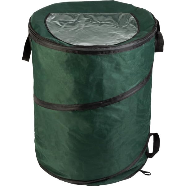 Trash Battle Bag: 46-Gallon Eco-Friendly Pop-Up Trash Can for Outdoor Adventures and Cleanups - Wakeman Outdoor Collapsible Garbage Bin with Stakes - Green