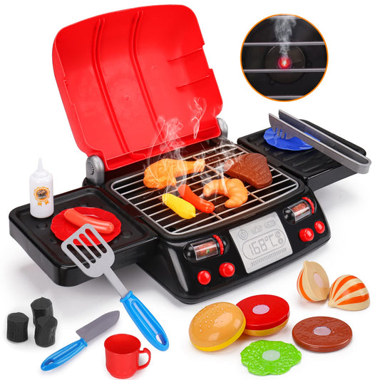 Kids’ BBQ Grill Playset: Interactive Camping Cooking Set with Pretend Smoke, Sound & Light – Perfect for Ages 2-6