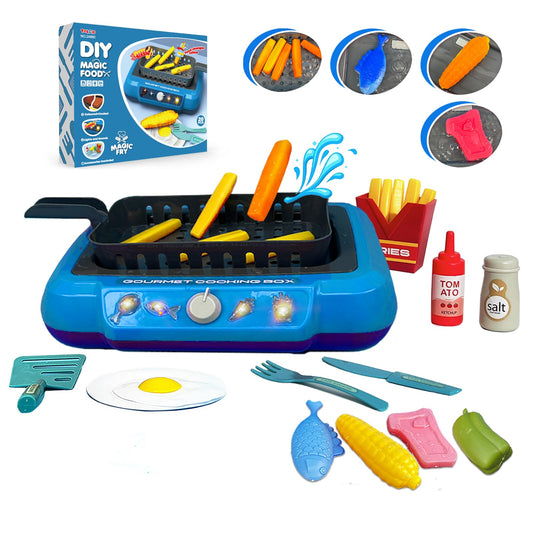 TALGIC Magic Fry Cooking Simulator: 20-Piece Gourmet Set with Color-Change, Sound & Light Effects - Blue