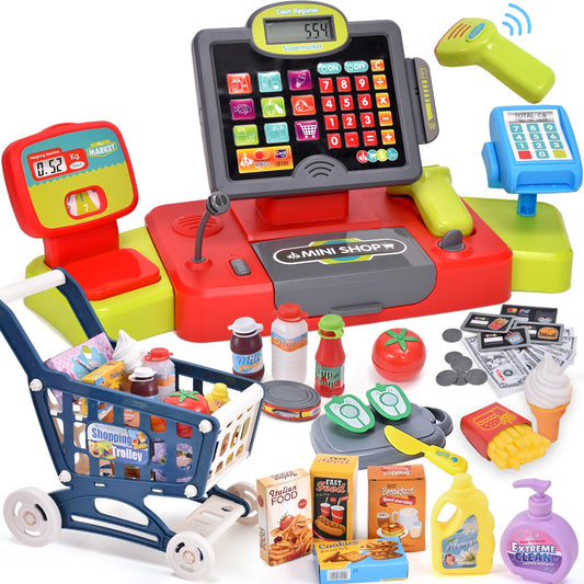 G.C Kids Cash Register: Complete Grocery Playset with Scanner, Cart & Play Money – Perfect for Ages 3-8