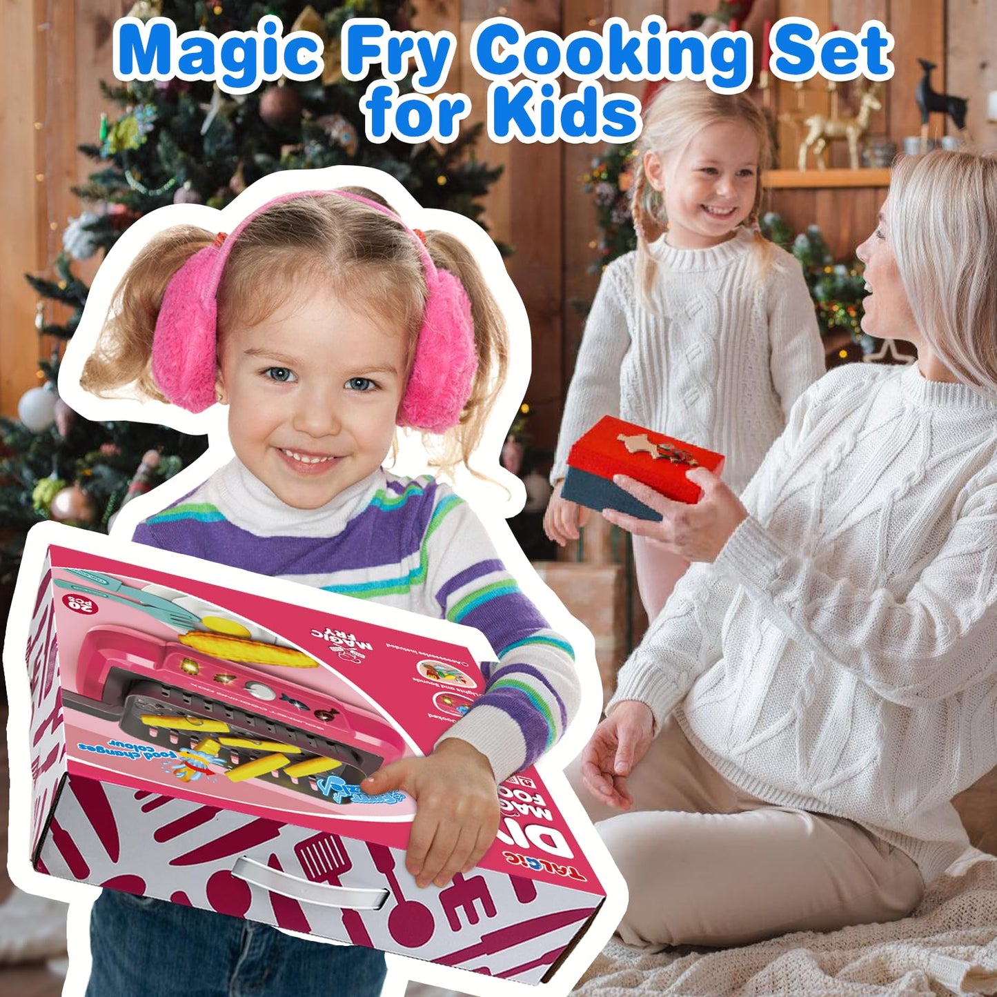 TALGIC Magic Fry Cooking Simulator: Color-Changing 20-Piece Set with Sound, Light & Bubble Grill - Pink