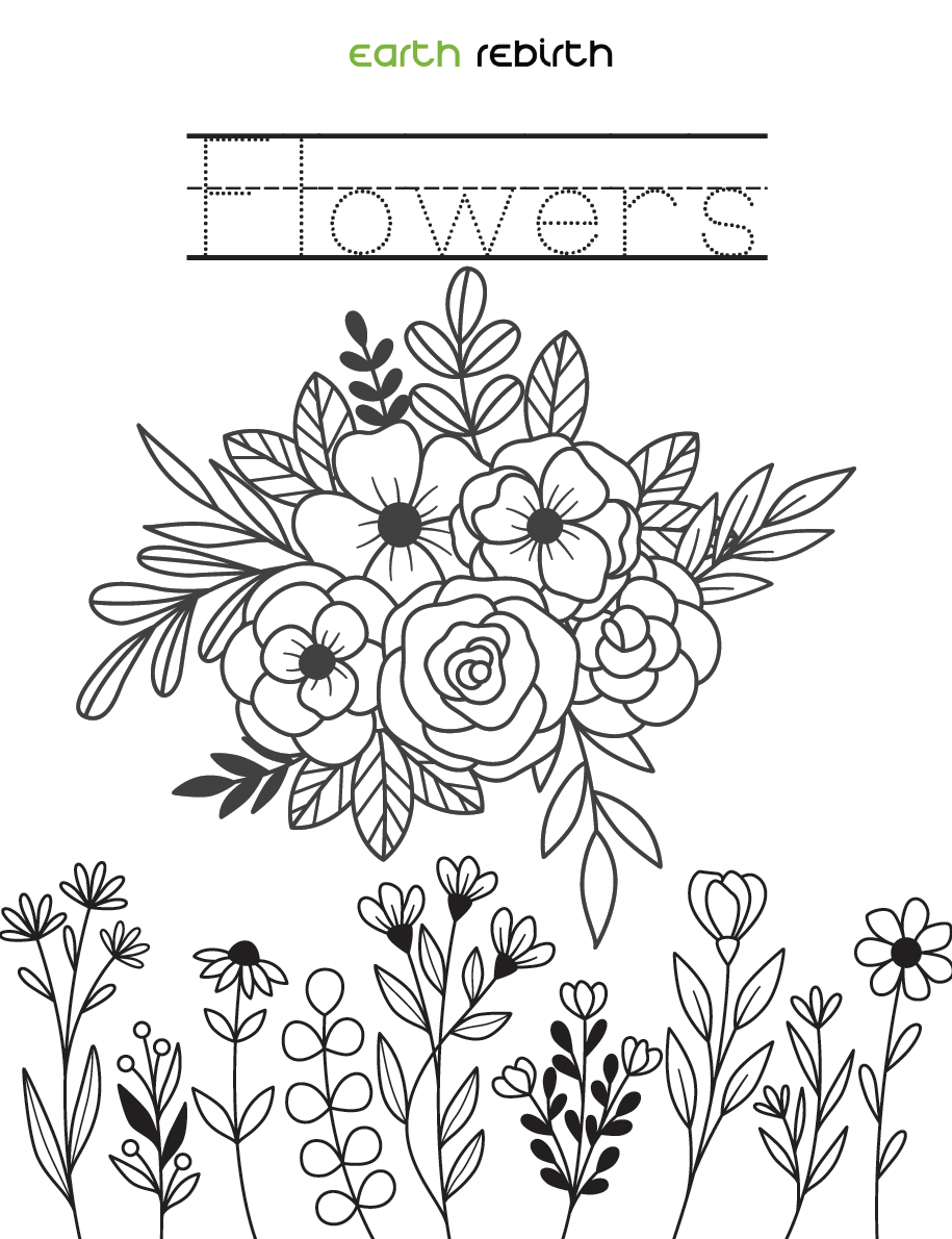 Earth's Renewal Spring Coloring Book for Kids w/ Writing Practice